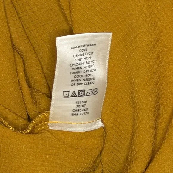 Ann Taylor Antique Gold/Deep Mustard Ruffled Collar Long Sleeve Top - Picture 7 of 8